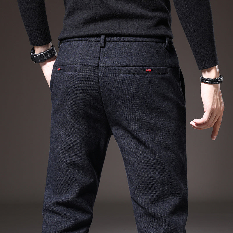 Slim Fit Stretch Trousers Cotton Blend Wrinkle-Resistant – Moss