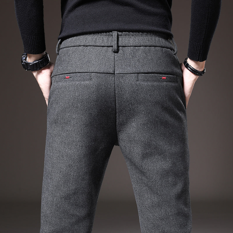 Slim Fit Stretch Trousers Cotton Blend Wrinkle-Resistant – Moss
