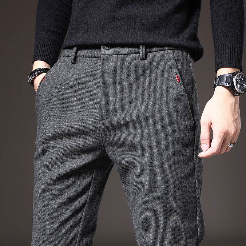Slim Fit Stretch Trousers Cotton Blend Wrinkle-Resistant – Moss