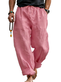 Linen Blend Drawstring Trousers Relaxed Fit – Sable