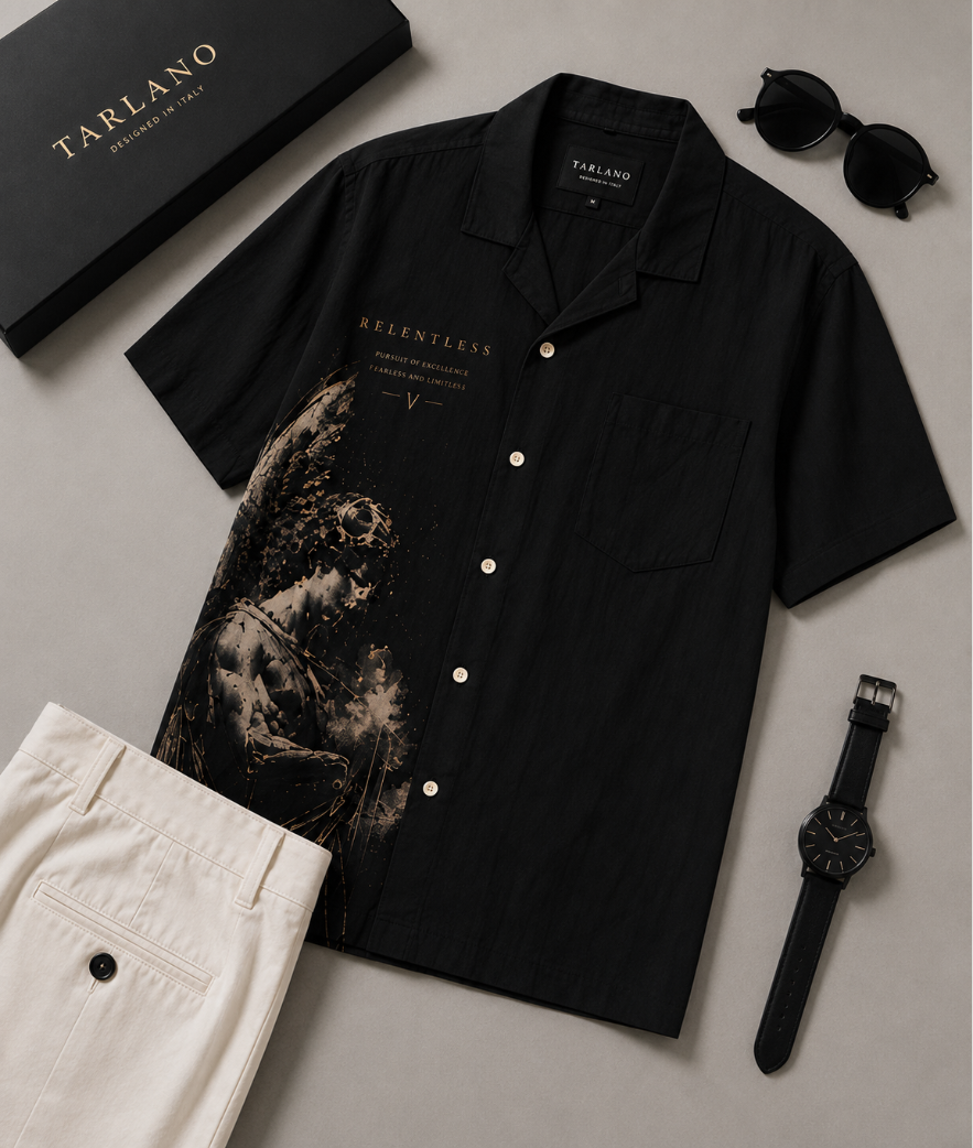 Relentless Graphic Resort Shirt - Black