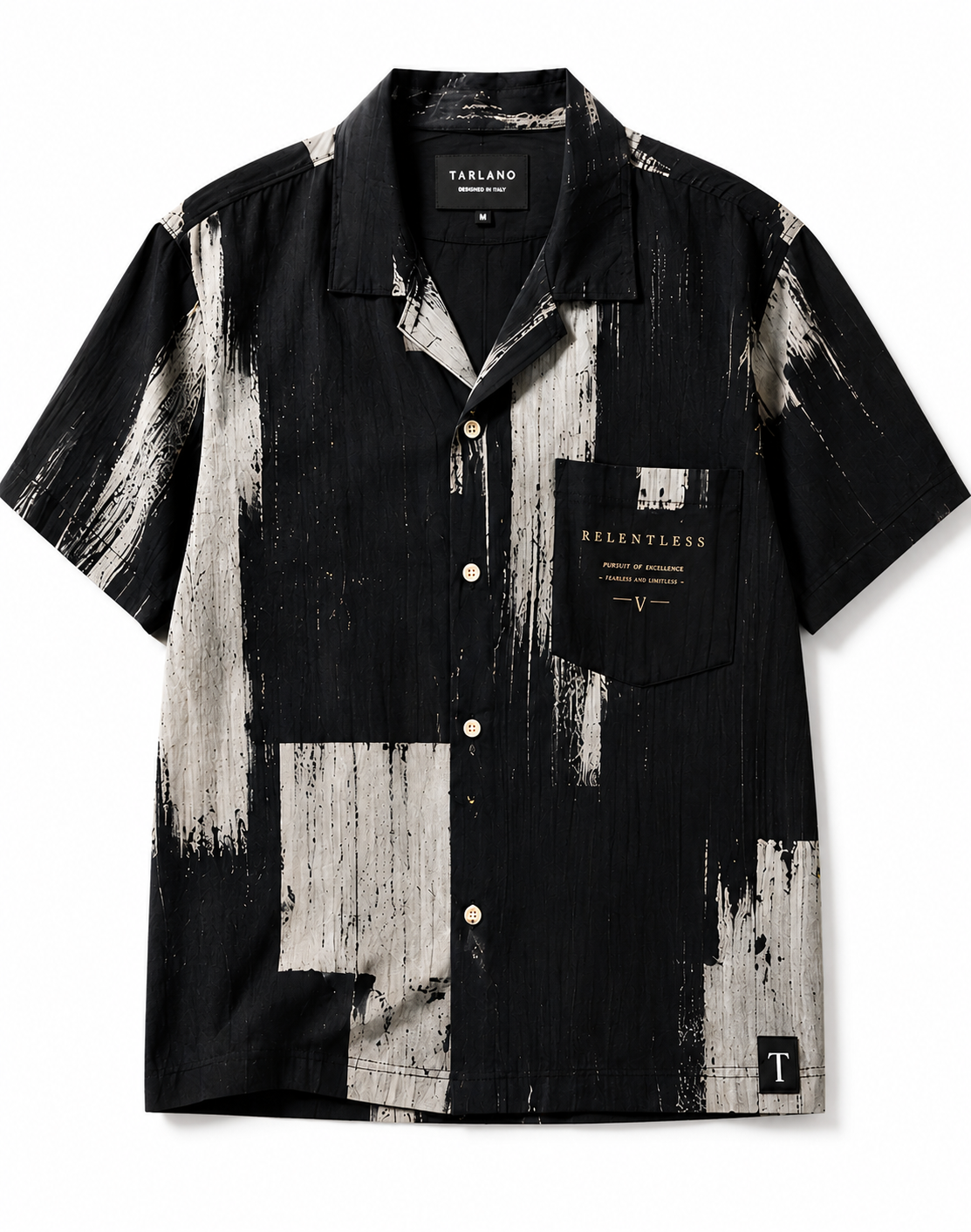 Relentless Brushstroke Camp Collar Shirt - Black