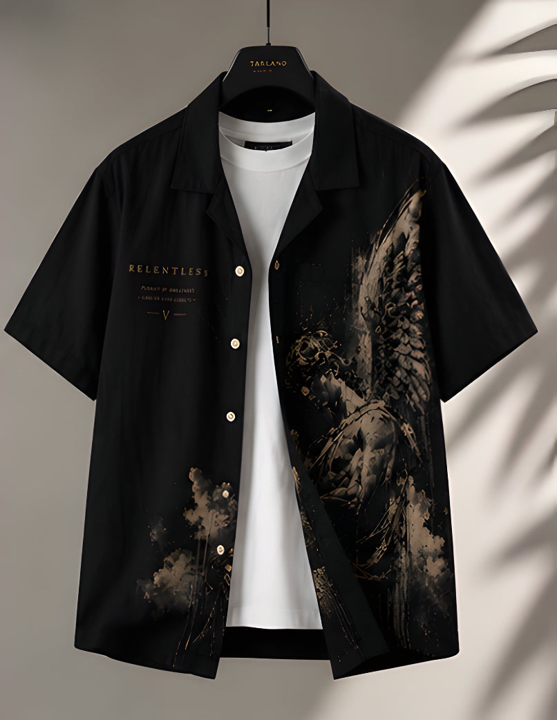Relentless Graphic Resort Shirt - Black