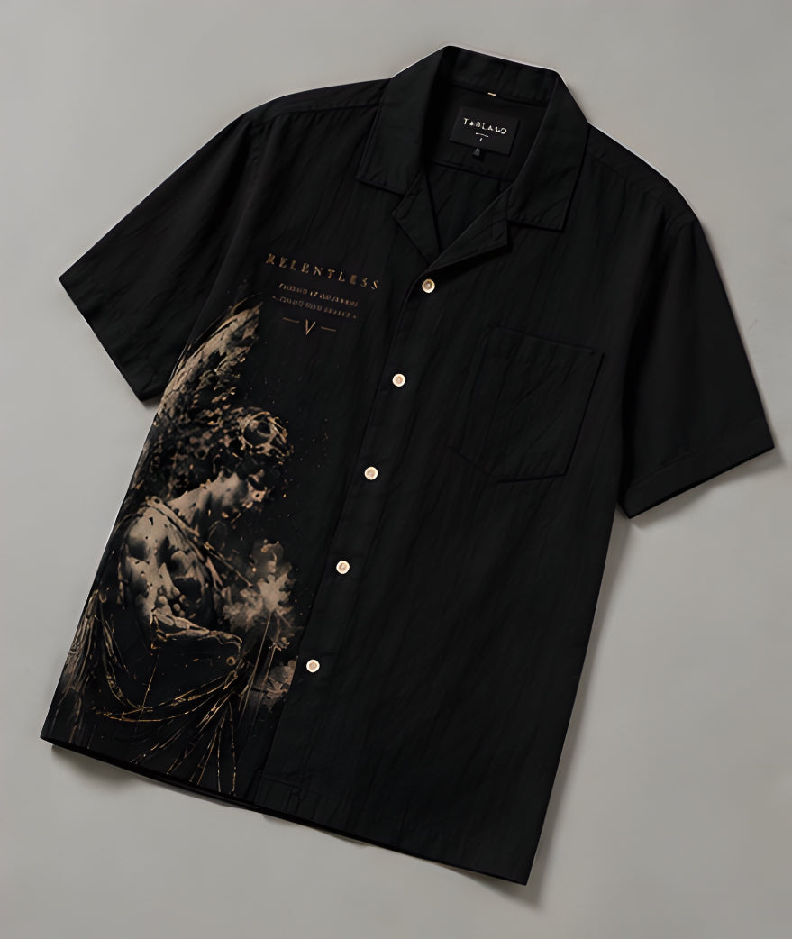 Relentless Graphic Resort Shirt - Black