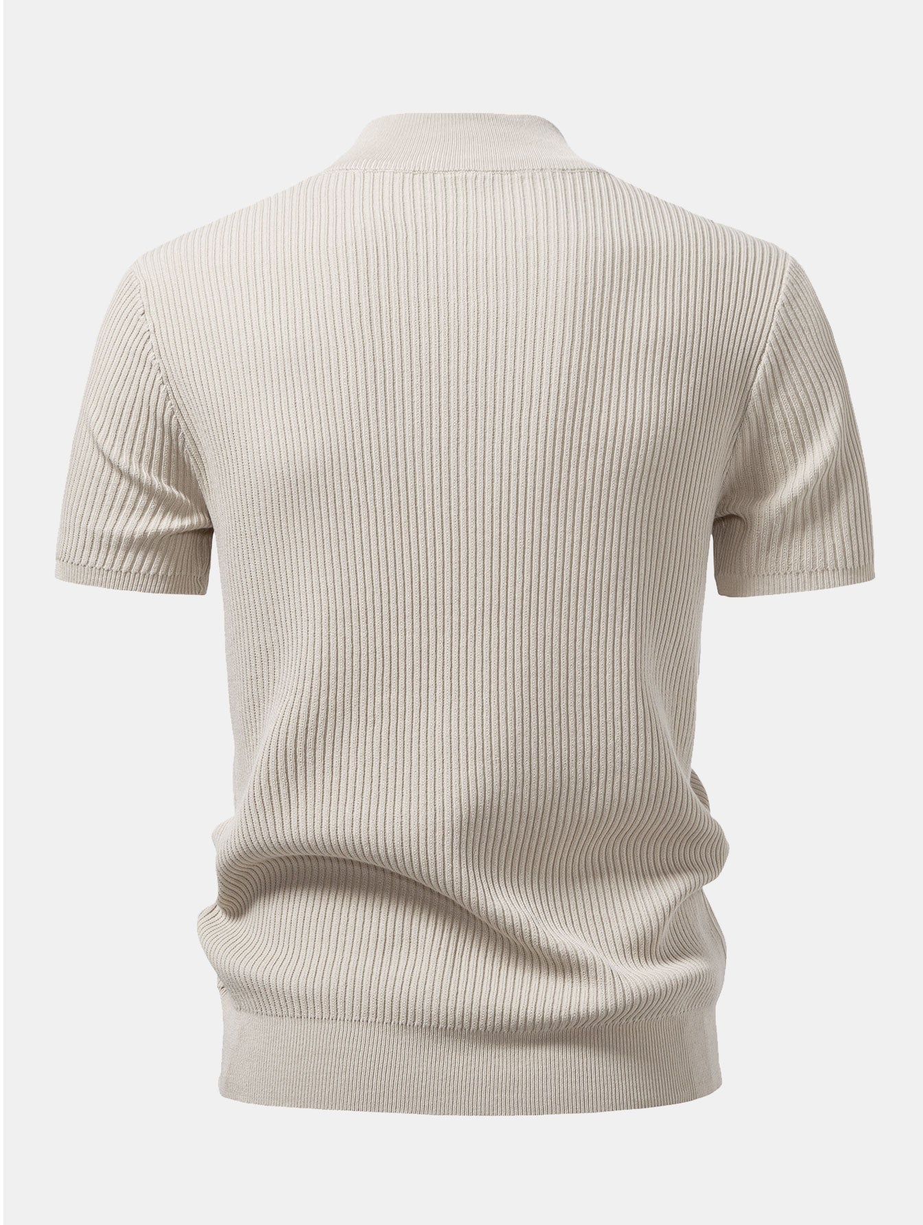 Ribbed Knit Mock Neck Tee Viscose Blend Regular Fit – Flint