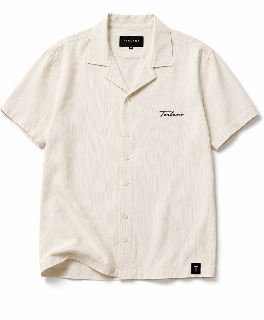 Riviera Textured Camp Collar Shirt – Ivory