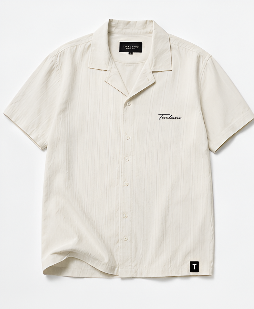 Riviera Textured Camp Collar Shirt – Ivory