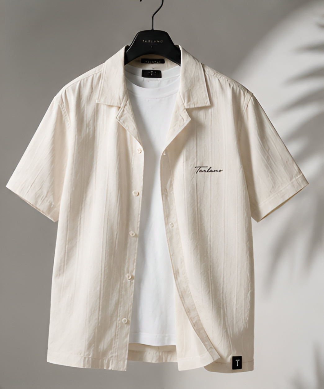 Riviera Textured Camp Collar Shirt – Ivory