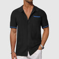 Linen Blend Short Sleeve Shirt Contrast Accents – Drift