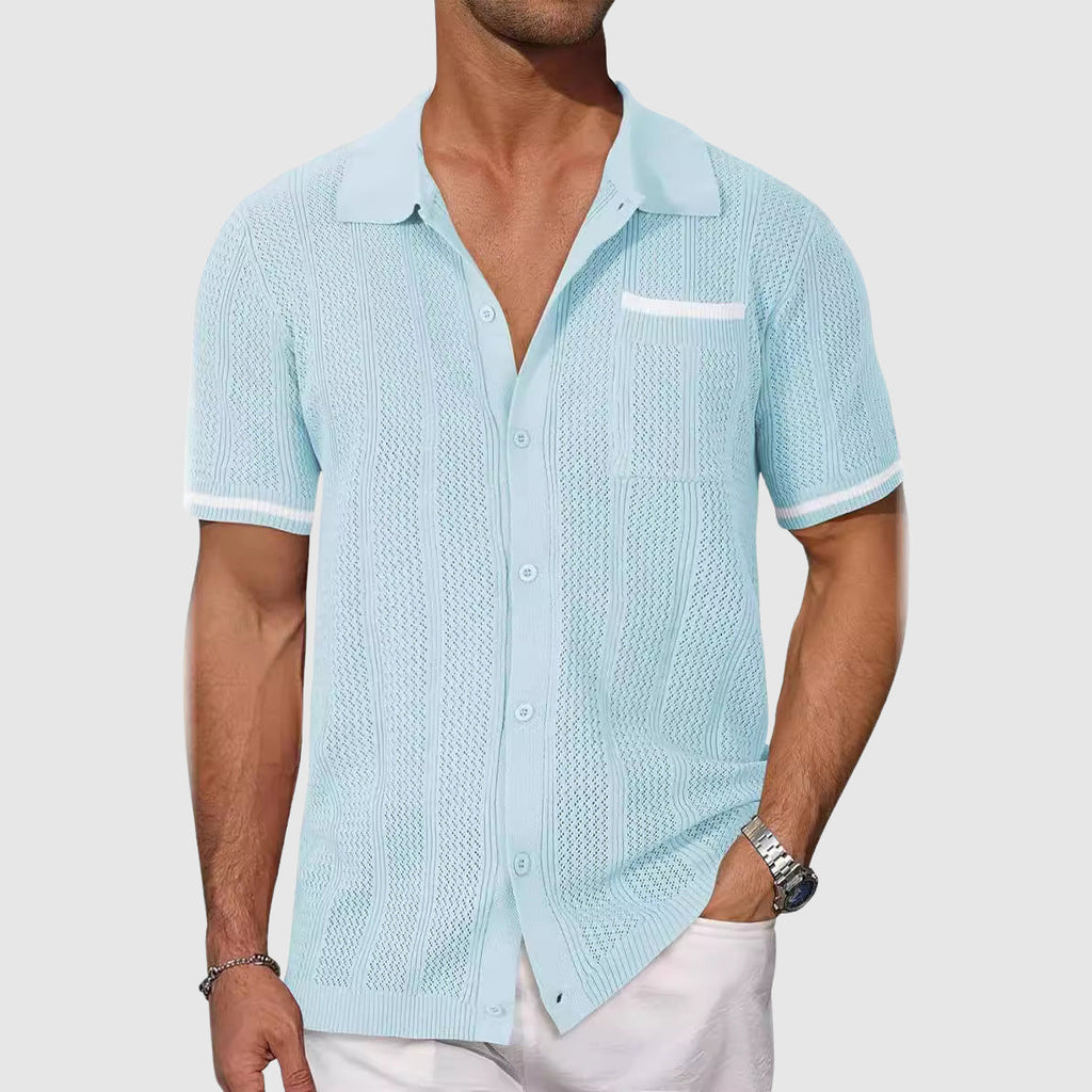 Linen Blend Short Sleeve Shirt Contrast Accents – Drift