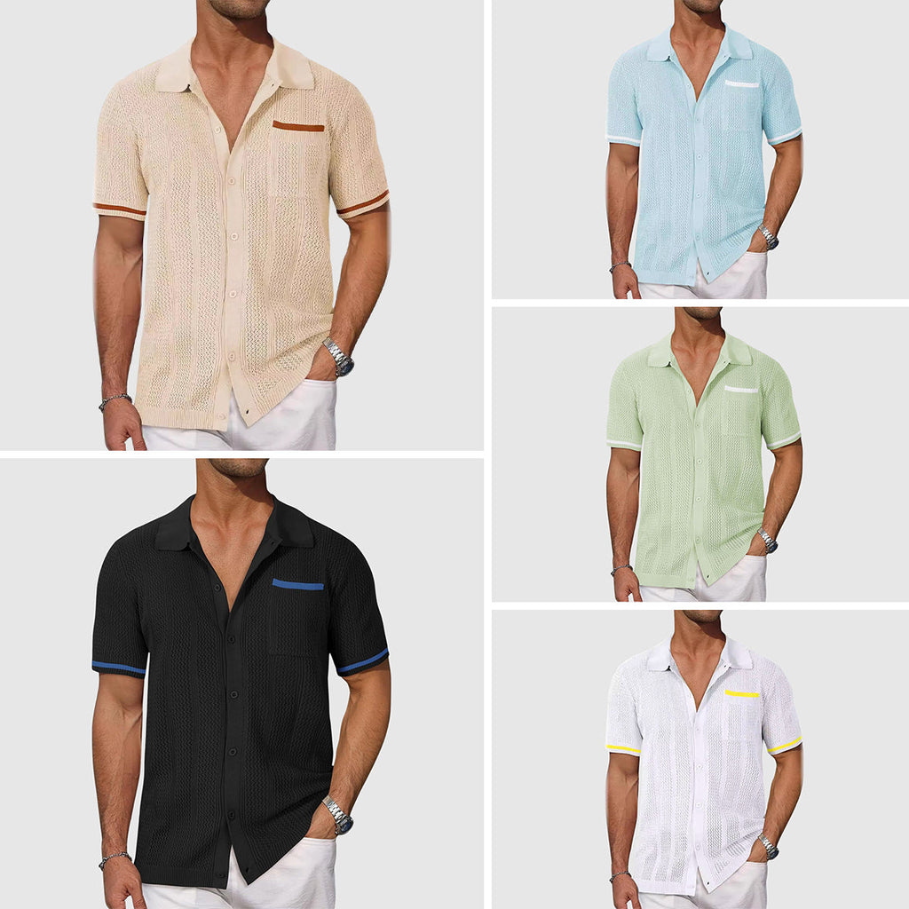 Linen Blend Short Sleeve Shirt Contrast Accents – Drift