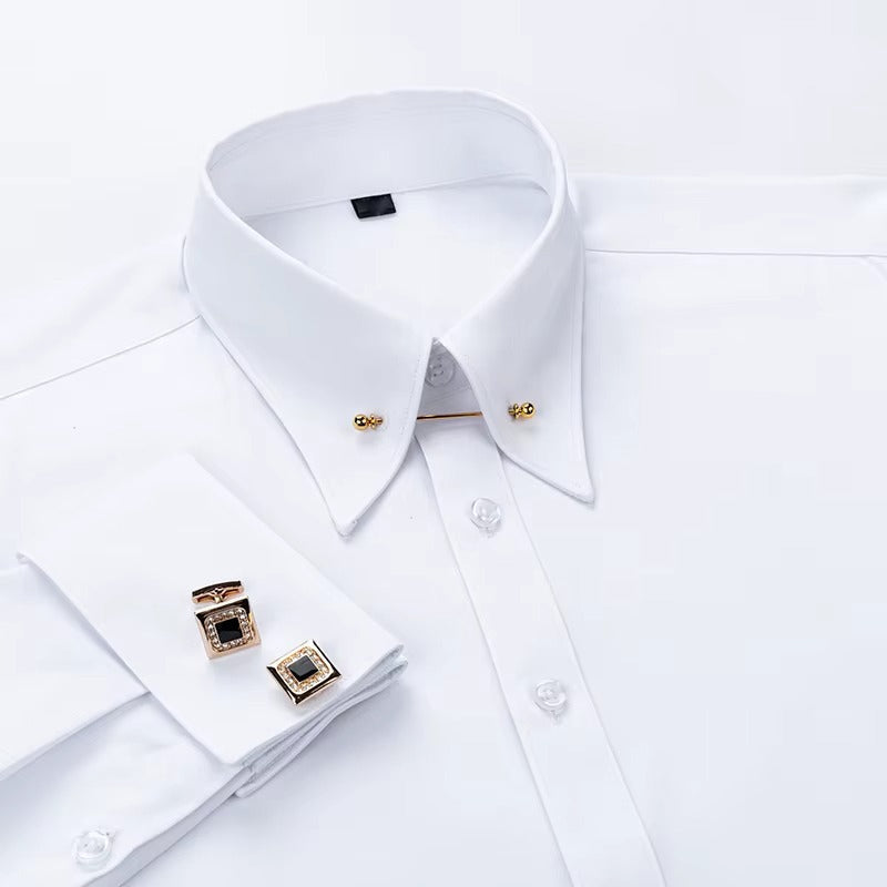 Formal Dress Shirt French Cuffs Collar Bar Detail – Arlo