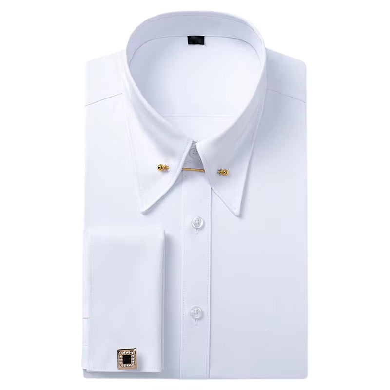 Formal Dress Shirt French Cuffs Collar Bar Detail – Arlo