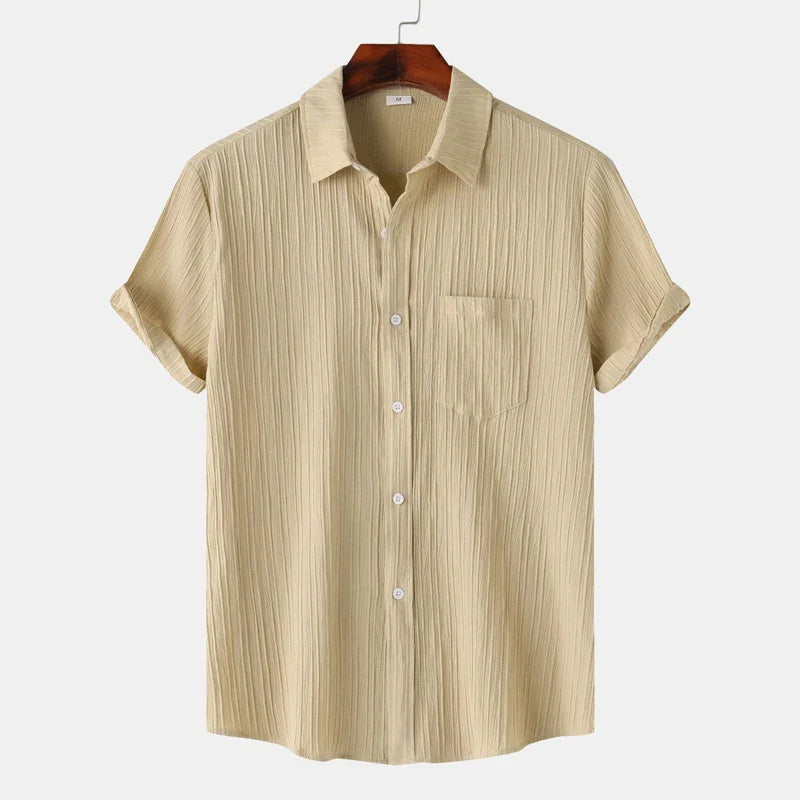 Linen Cotton Blend Shirt Spread Collar Classic Fit – Pier