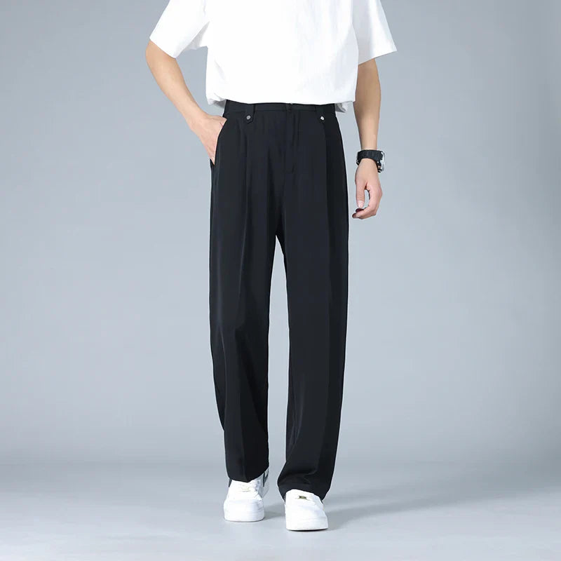 Pleated Dress Trousers Relaxed Fit Stretch Woven – Drift