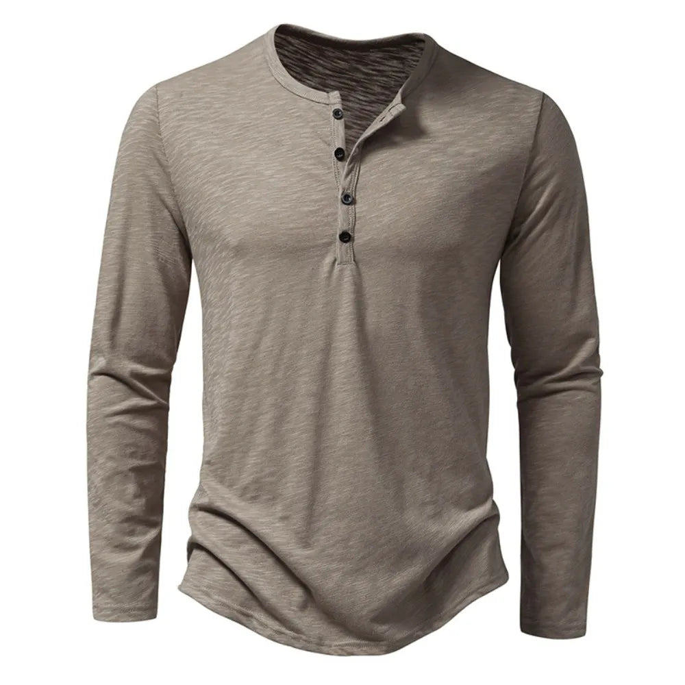 Cotton Henley Slim Fit Short Sleeve – Pave