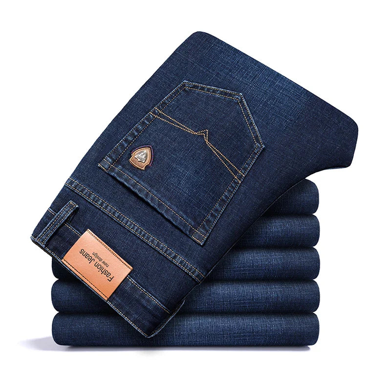 Stretch Cotton Denim Jeans Structured Fit – Mercer