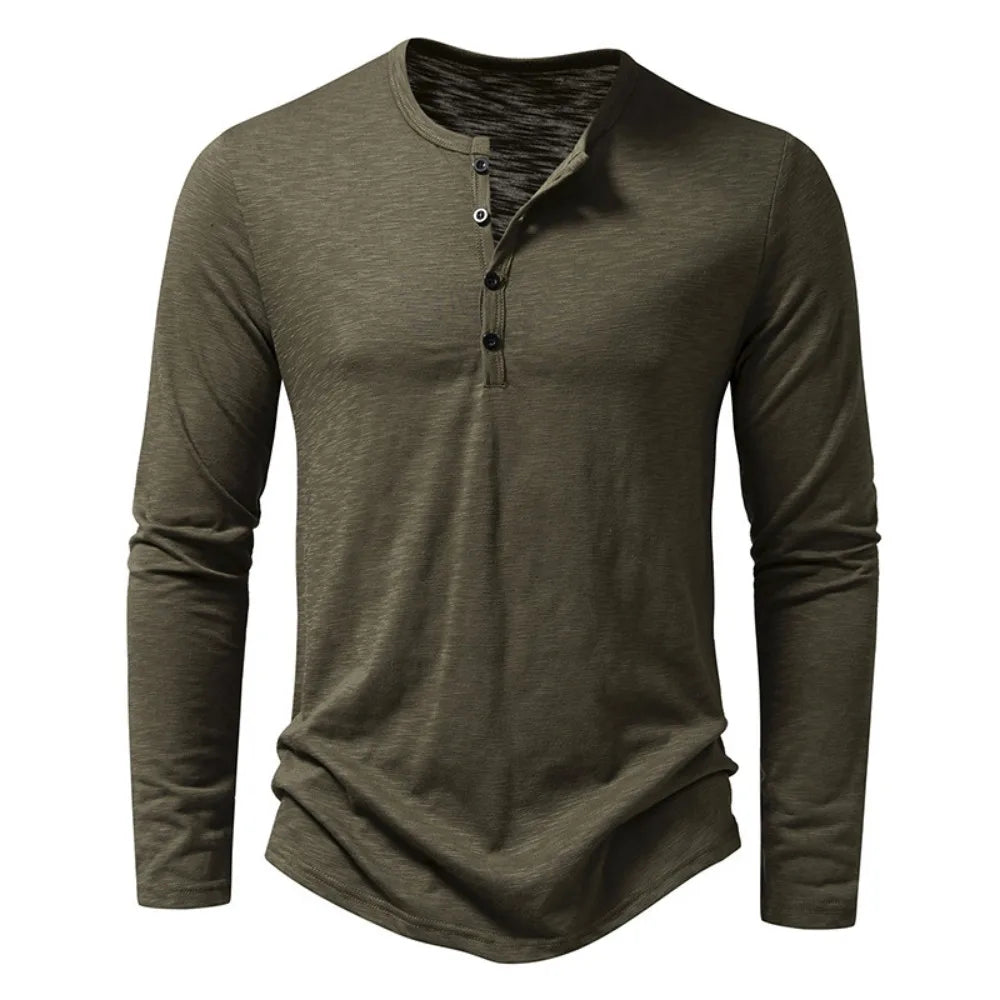 Cotton Henley Slim Fit Short Sleeve – Pave