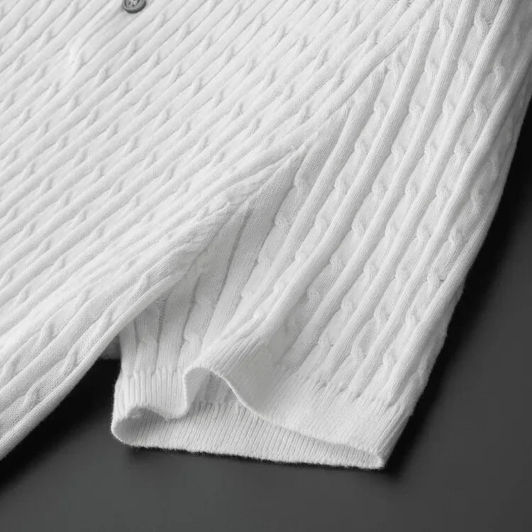 Cotton Polo Textured Knit Tailored Fit – Fenro