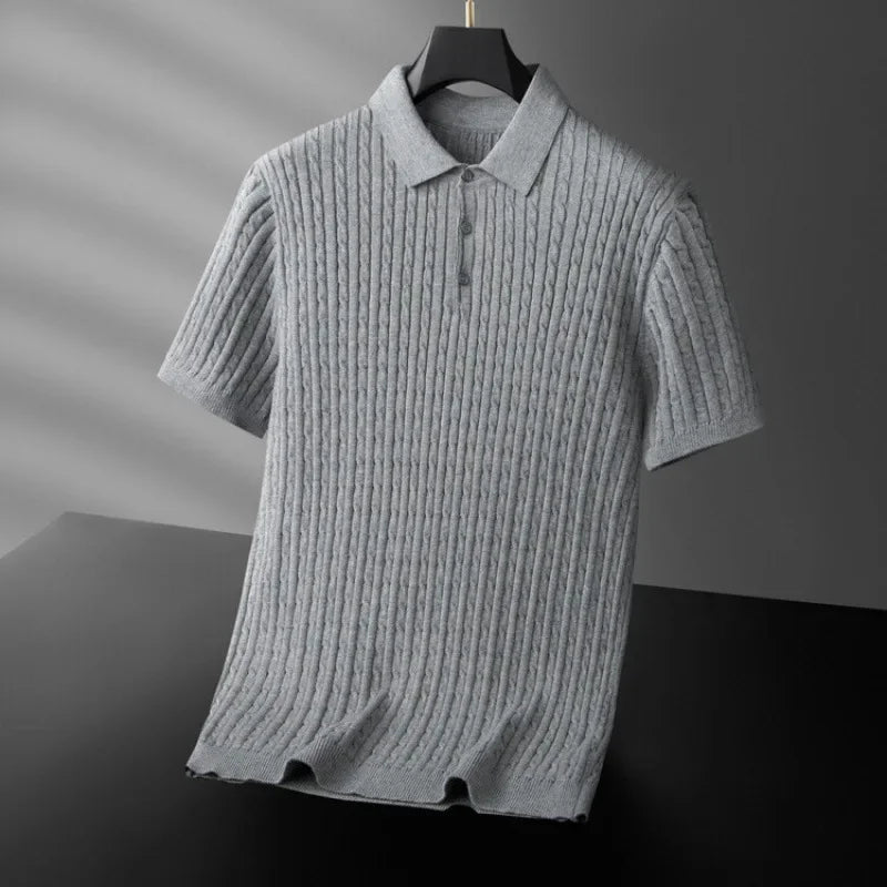 Cotton Polo Textured Knit Tailored Fit – Fenro