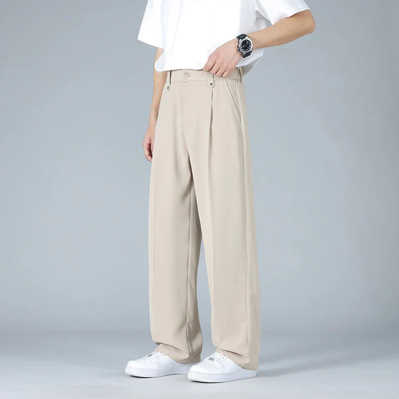 Pleated Dress Trousers Relaxed Fit Stretch Woven – Drift