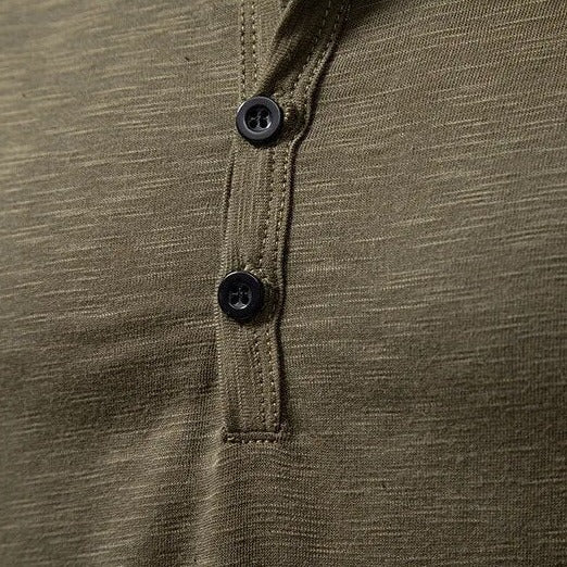 Cotton Henley Slim Fit Short Sleeve – Pave