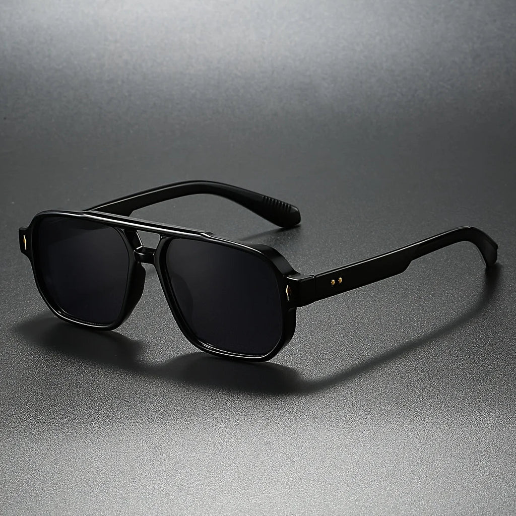 Retro Square Frame Sunglasses Double Bridge UV400 – Varro