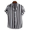 Wide stripe woven button-up shirt in Black – TARLANO