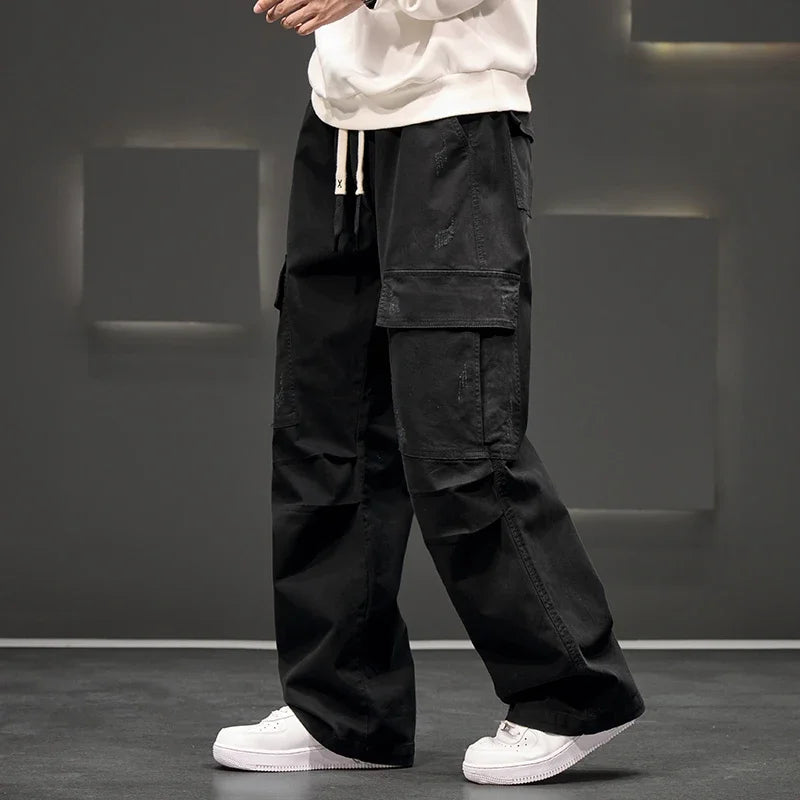 Wide-Leg Cargo Pants Relaxed Fit Streetwear – Langston