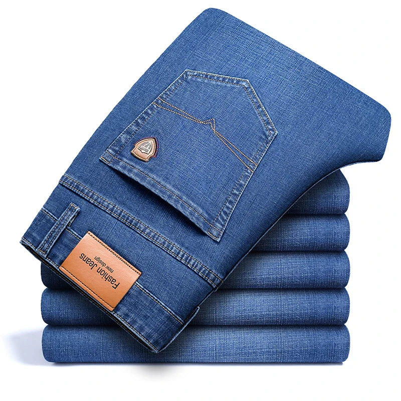 Stretch Cotton Denim Jeans Structured Fit – Mercer