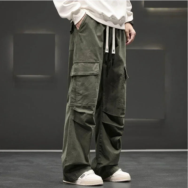 Wide-Leg Cargo Pants Relaxed Fit Streetwear – Langston