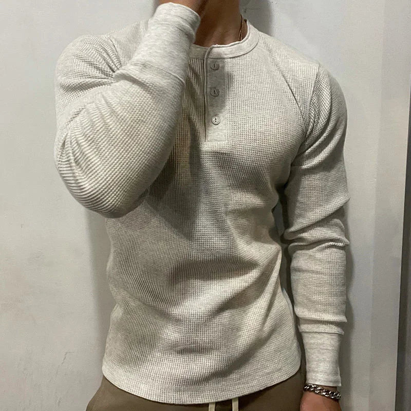 Henley Waffle Knit Heavyweight Slim-Fit Shirt – Drift