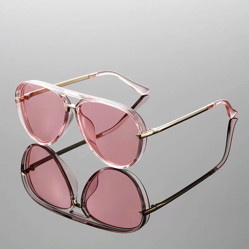 Aviator Sunglasses Polished Metal Frame Retro Lens – Darro