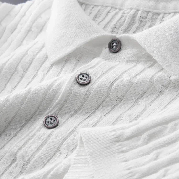 Cotton Polo Textured Knit Tailored Fit – Fenro