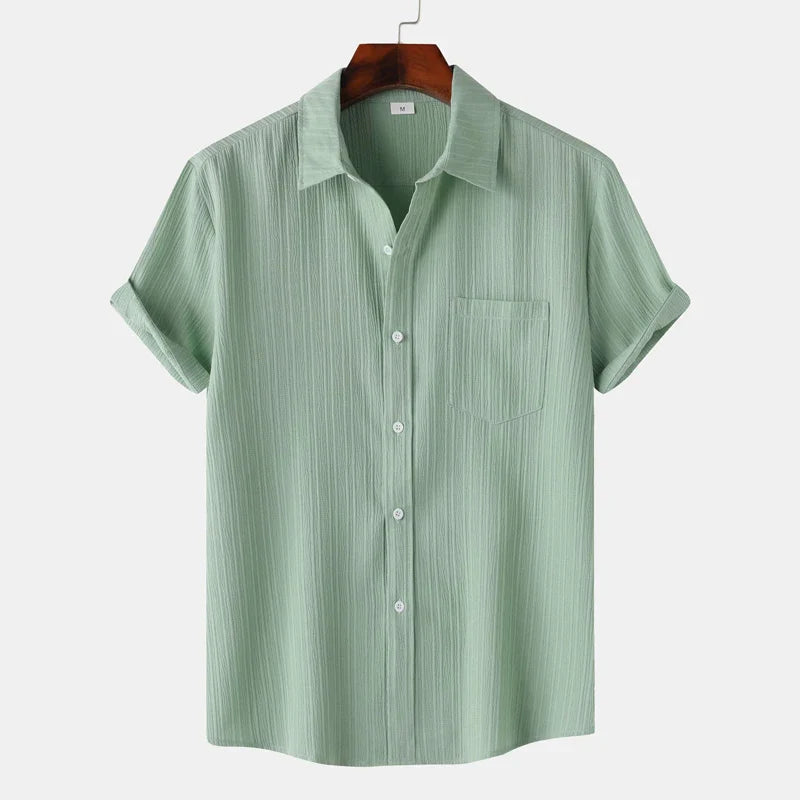 Linen Cotton Blend Shirt Spread Collar Classic Fit – Pier