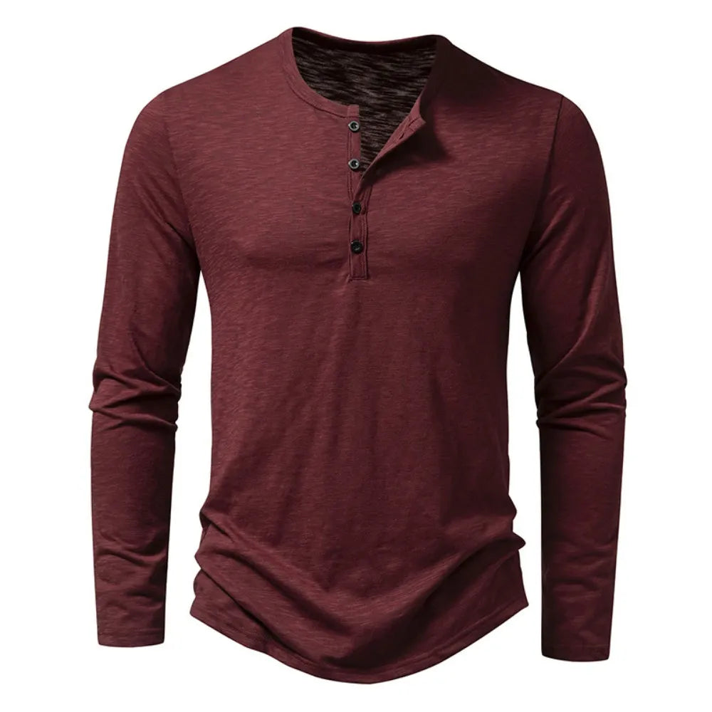Cotton Henley Slim Fit Short Sleeve – Pave