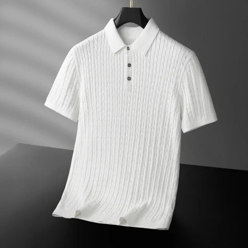 Cotton Polo Textured Knit Tailored Fit – Fenro