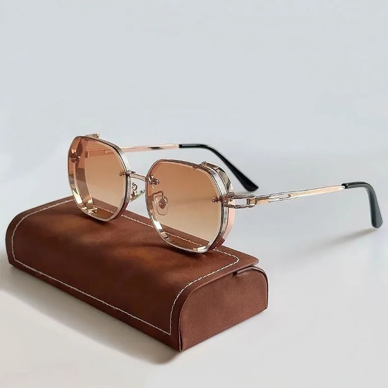 Oval Steampunk Sunglasses Aluminum Alloy Frame Polarized Lens – Flint