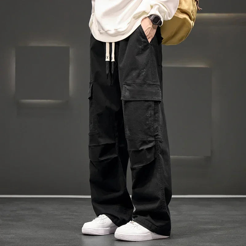 Wide-Leg Cargo Pants Relaxed Fit Streetwear – Langston
