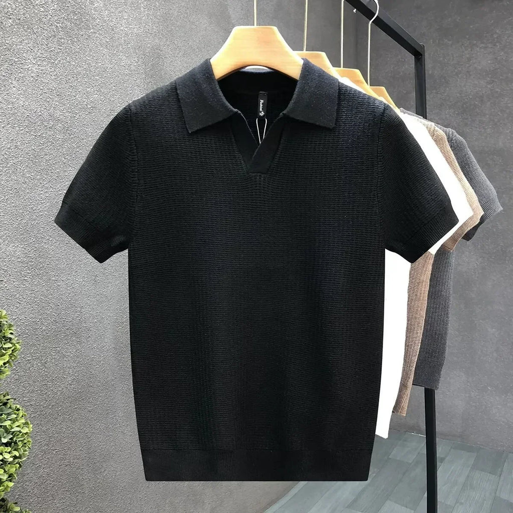 Knit Polo Short Sleeve Open Collar Ribbed Trim – Aldo