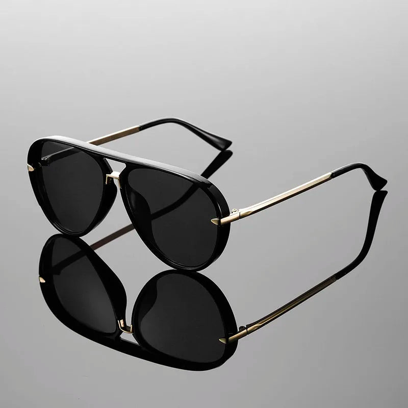 Aviator Sunglasses Polished Metal Frame Retro Lens – Darro