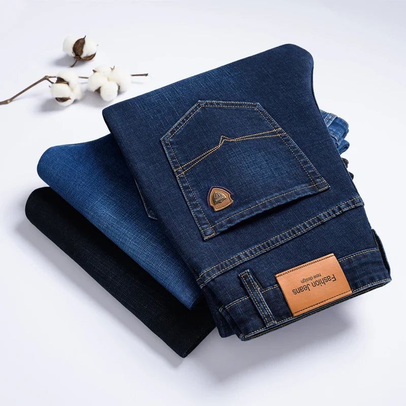 Stretch Cotton Denim Jeans Structured Fit – Mercer