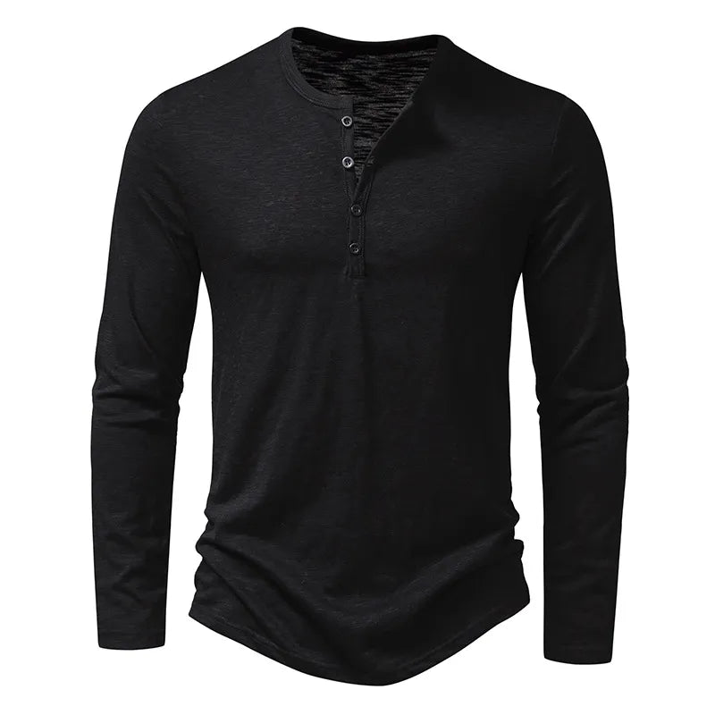 Cotton Henley Slim Fit Short Sleeve – Pave