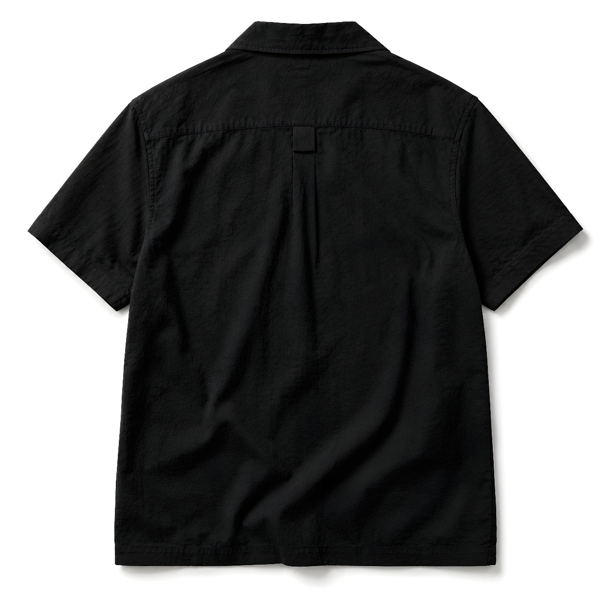 Textured Camp Collar Short Sleeve Shirt - Black