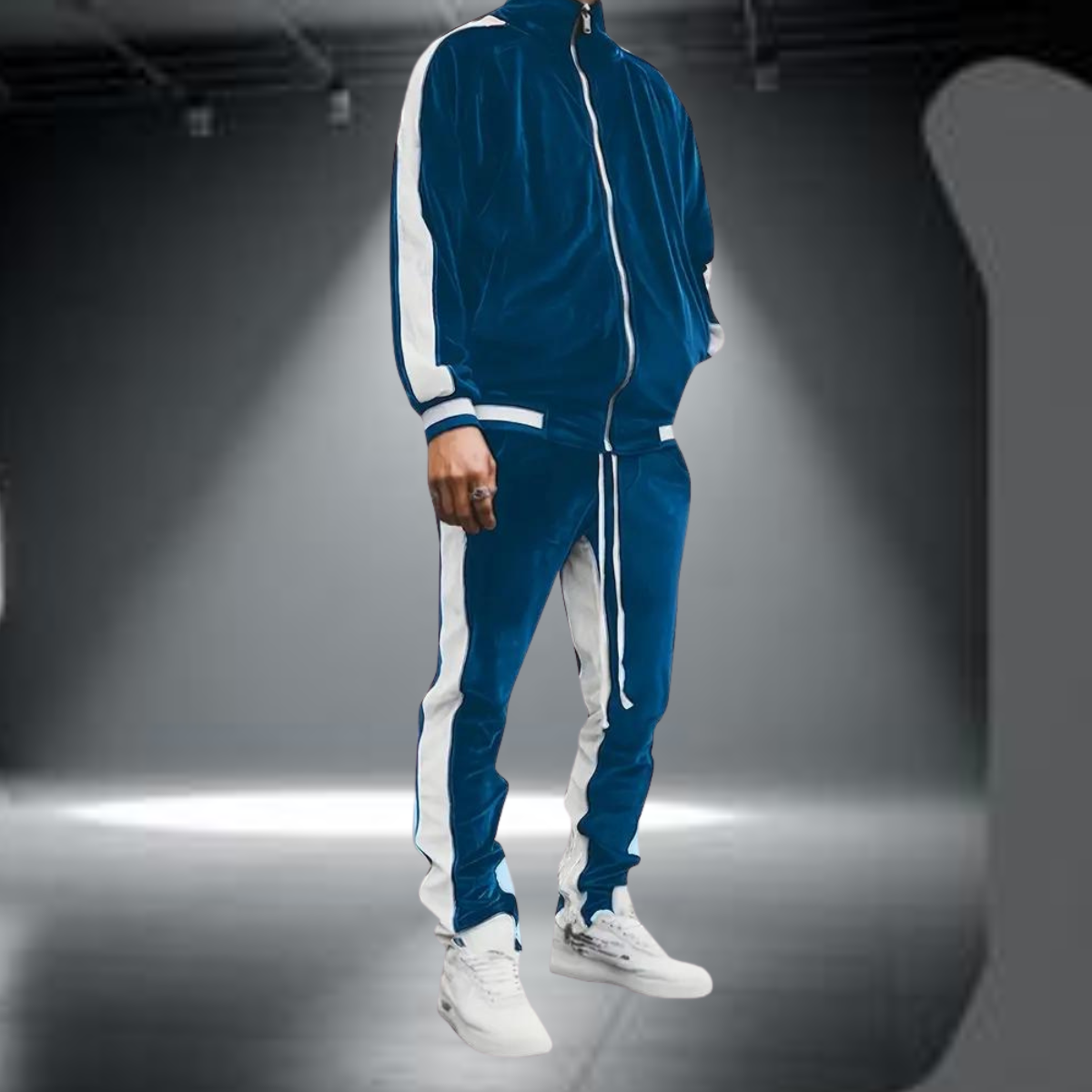 Men's Velvet Full-Zip Tracksuit Relaxed Fit Set – Voss