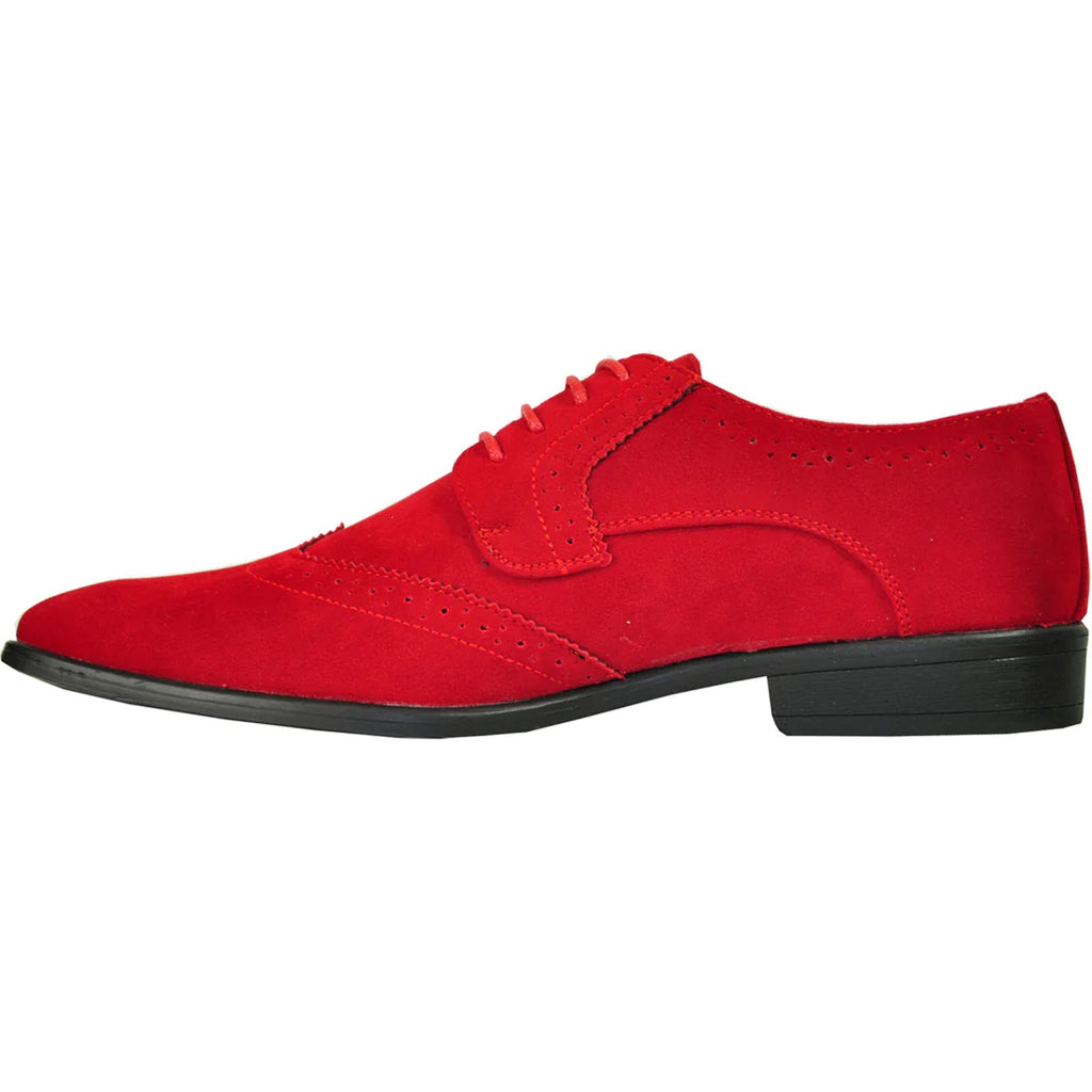 (POSSIBLE COPY) (POSSIBLE COPY) (POSSIBLE COPY) Mens Vegan Suede Wedding & Prom Wingtip Lace Up Dress Shoe in Red