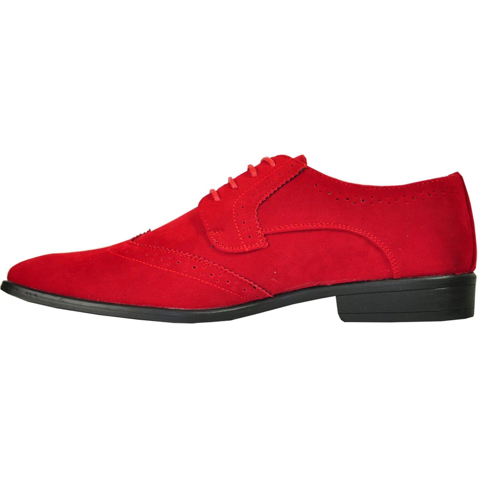 (POSSIBLE COPY) (POSSIBLE COPY) (POSSIBLE COPY) Mens Vegan Suede Wedding & Prom Wingtip Lace Up Dress Shoe in Red