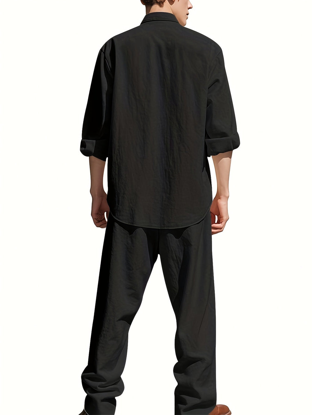 Men's Linen Two-Piece Set Stand Collar Shirt & Relaxed Trouser – Marsh