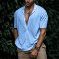 Camp Collar Short Sleeve Button-Up Shirt in Black – Vance