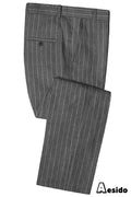 Striped flat-front wool blend trouser in gray – TARLANO